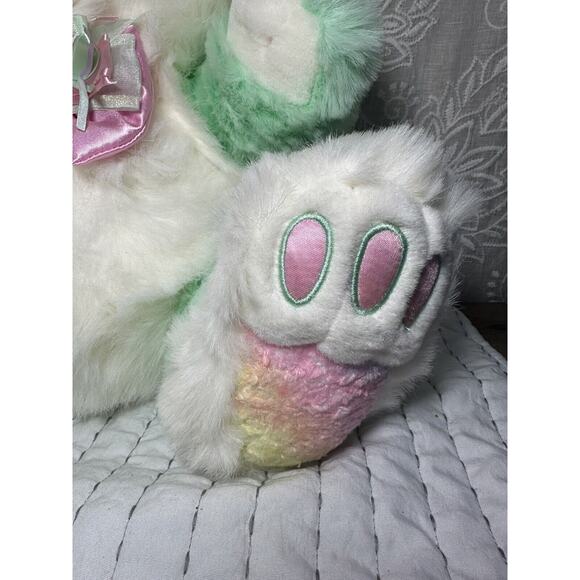 Dan Dee Hoppy Hopster Bunny Plush Mint Green Rainbow 21” Large Easter Rabbit - Picture 7 of 10